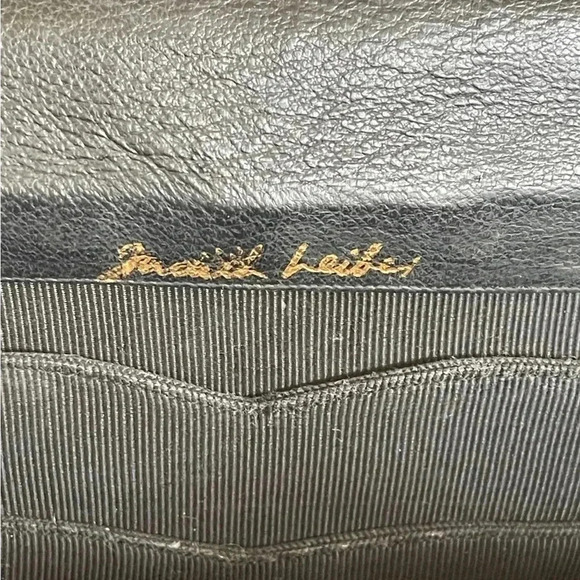 Rare Vintage Judith Leiber Quilted Black Leather Top Handle Bag Collector Item - Picture 7 of 15